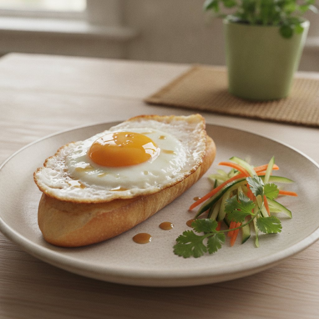 Sunny Side Egg on Baguette (Low-Calorie)