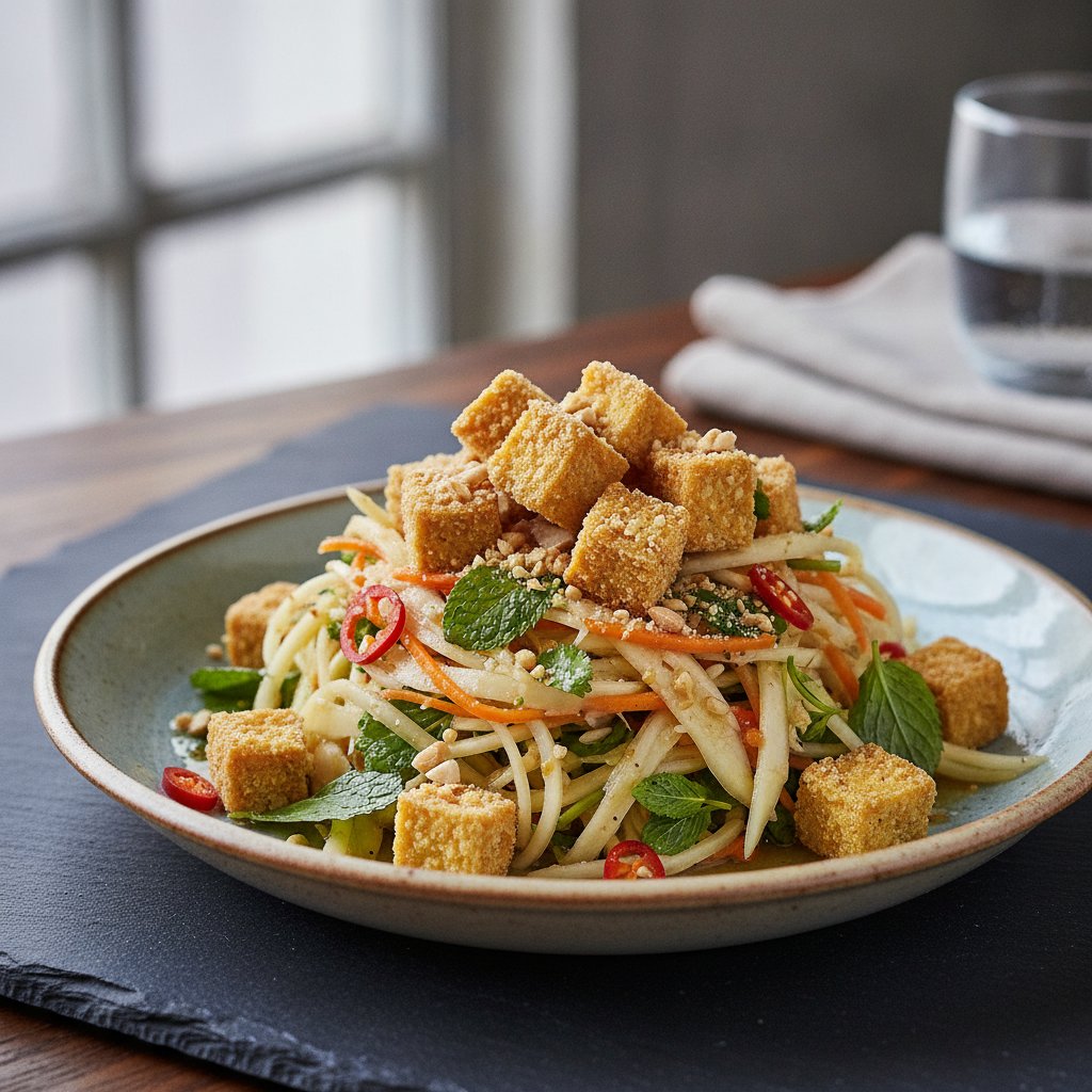 Banana Blossom Salad with Fried Tofu