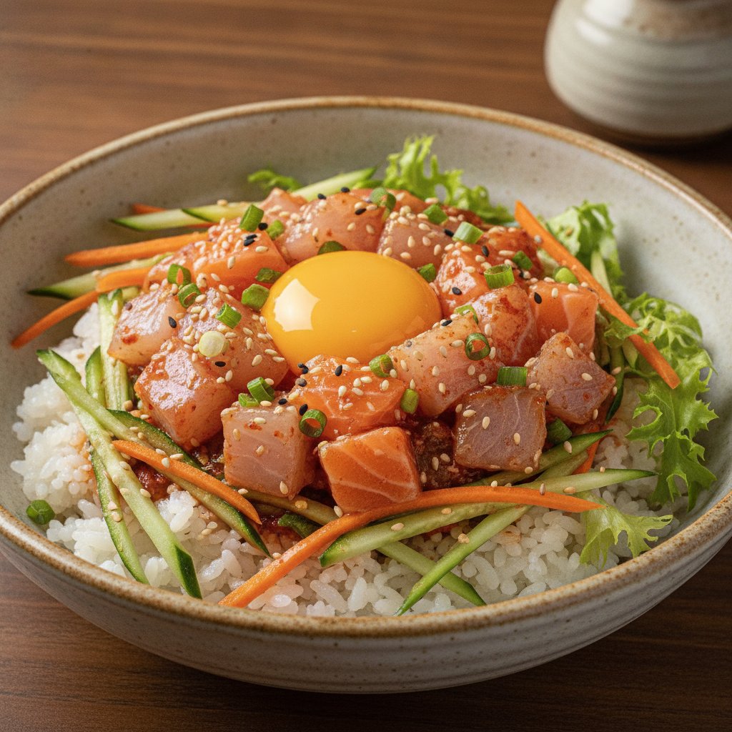 Spicy Mixed Raw Fish Rice Bowl