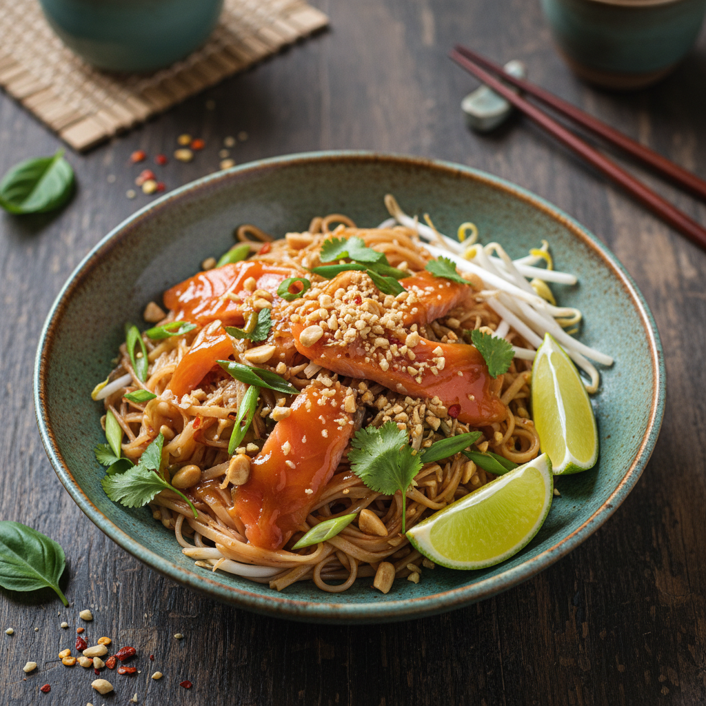 Pad Thai with Smoked Salmon and Tamarind