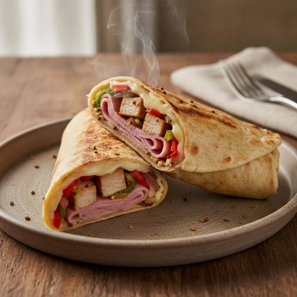 Ham and Cheese Flatbread Wrap