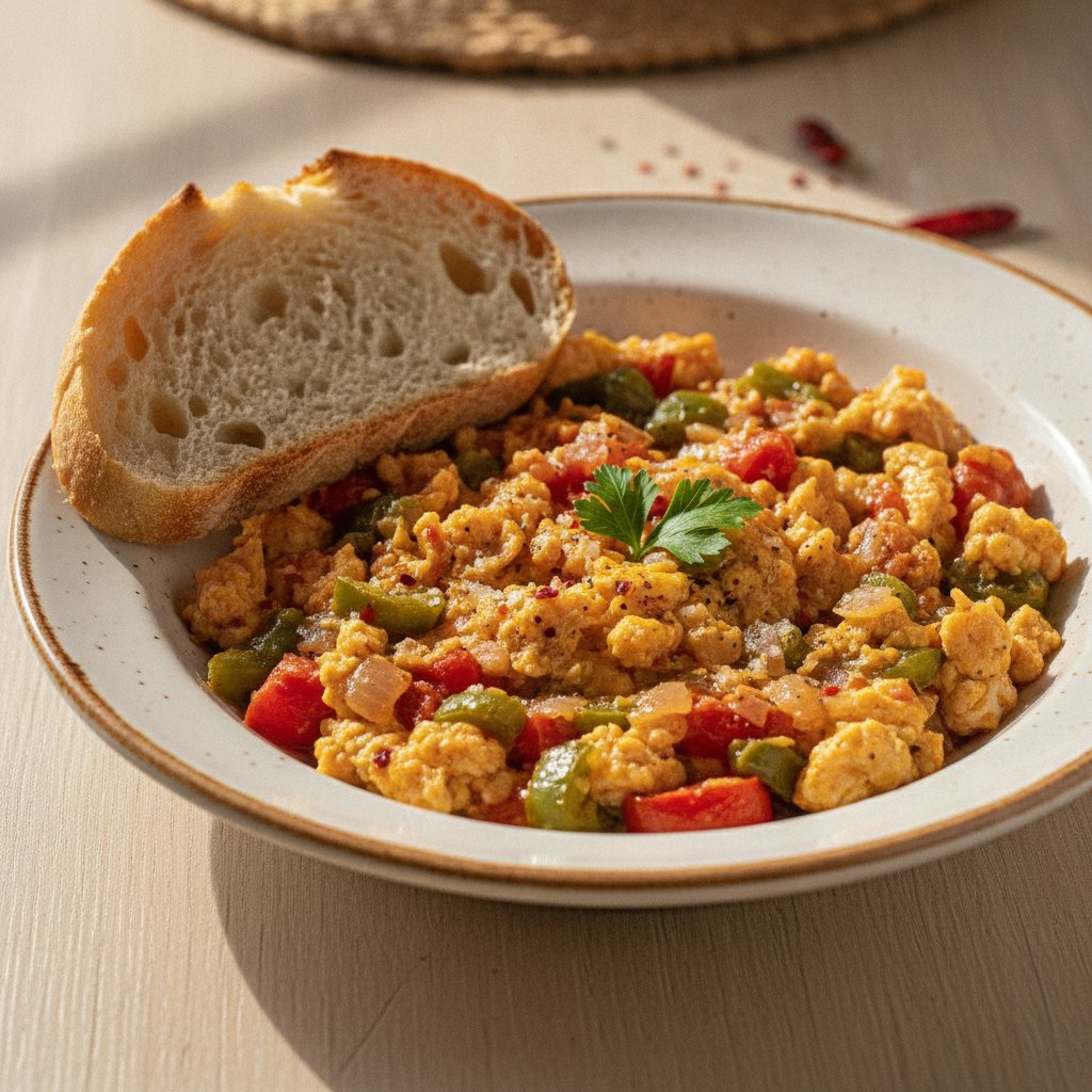 Scrambled Eggs with Tomato and Pepper