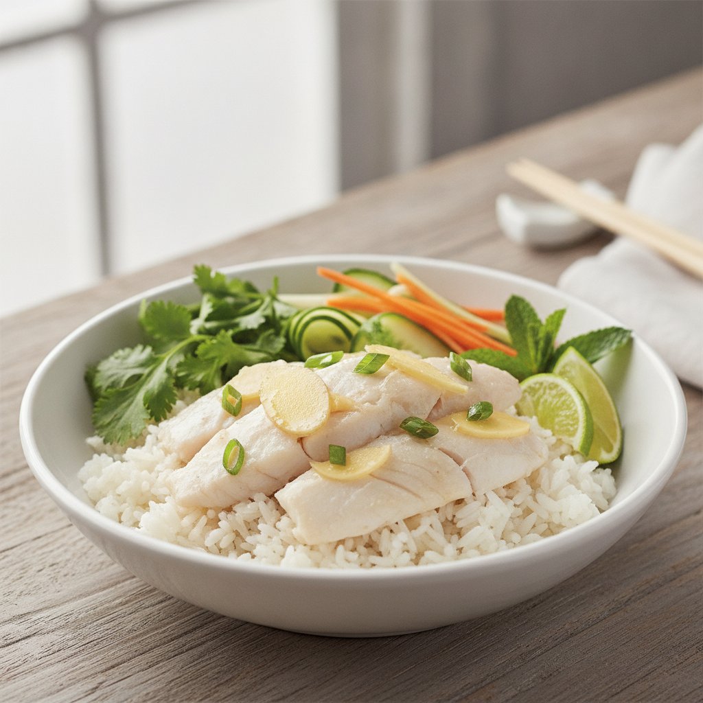 Ginger Fish Rice Bowl (Low-Calorie)