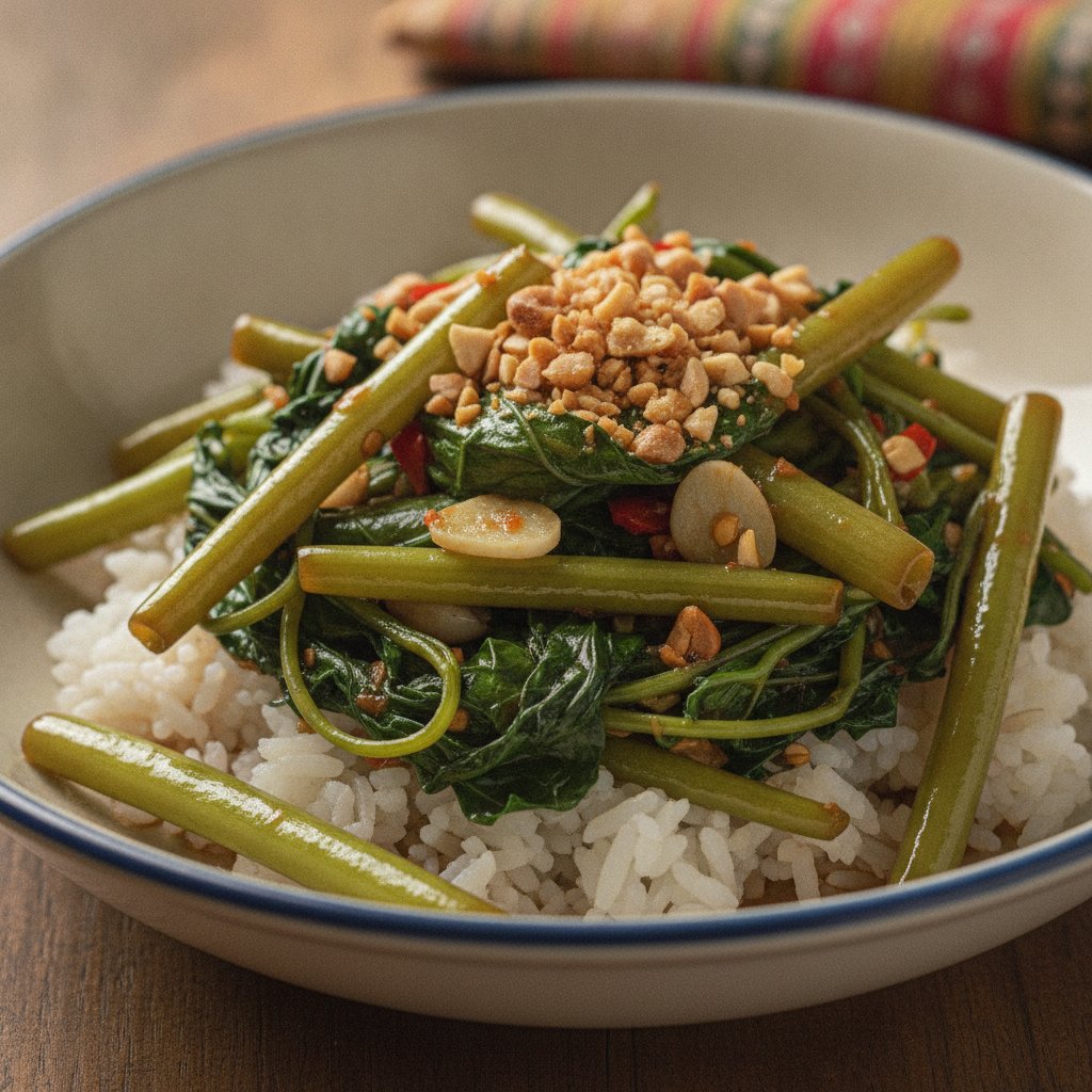 Spicy Stir-Fried Morning Glory (Dairy-Free)