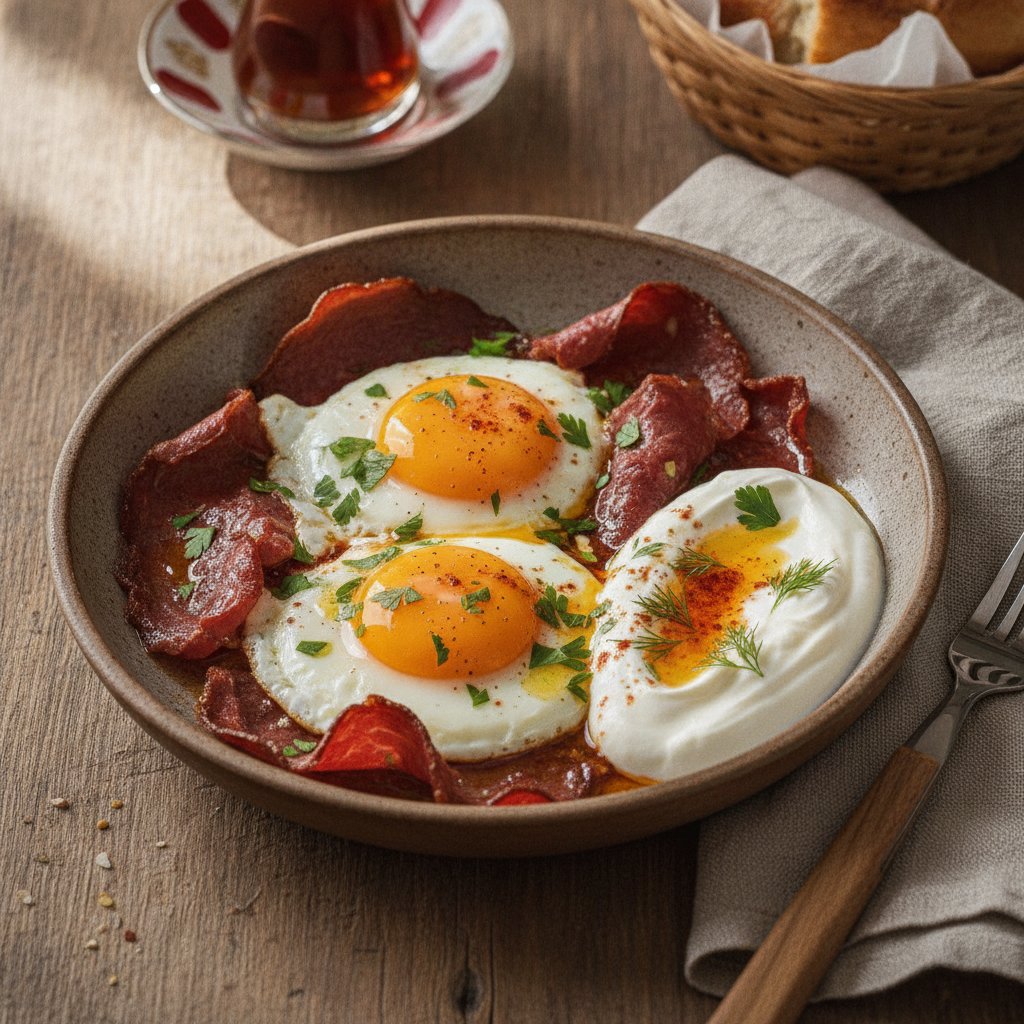 Fried Eggs with Cured Beef (Gluten-Free)
