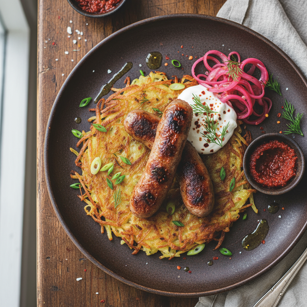 Lamb Sausage & Crispy Potato Cake - Cevapi Rosti