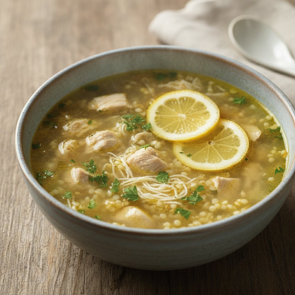 Garlic Lemon Chicken Soup (Low-Chol)