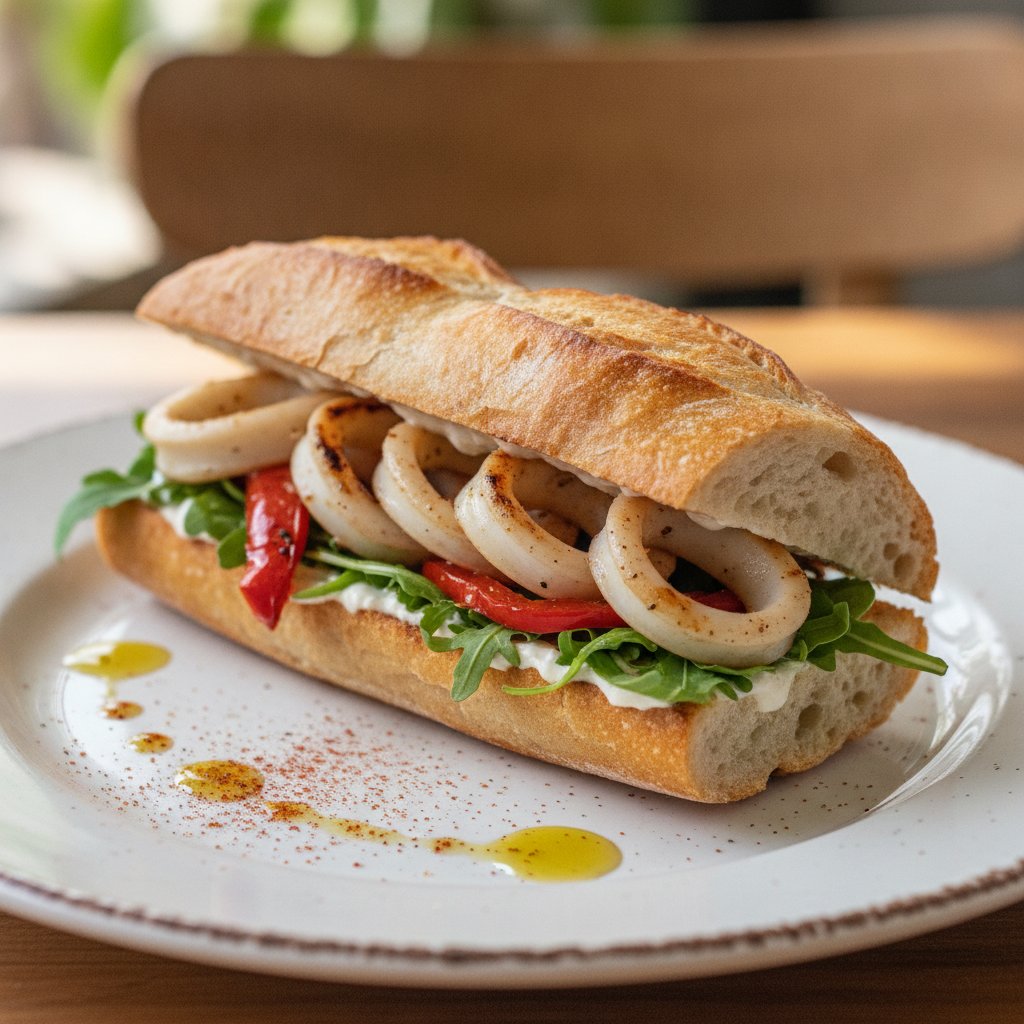 Spanish Grilled Squid Sandwich (Low-Calorie)