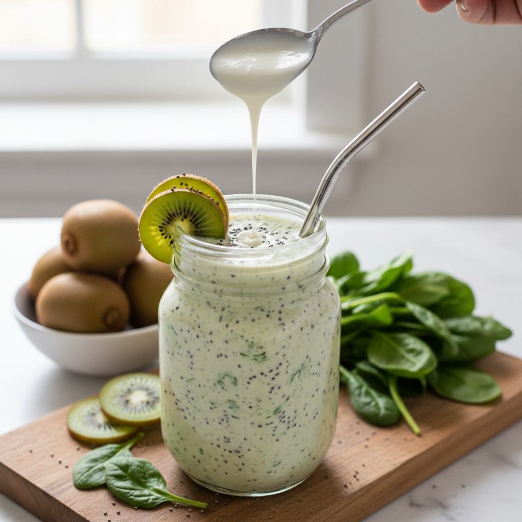 FODMAP Kiwi Spinach Kefir Smoothie