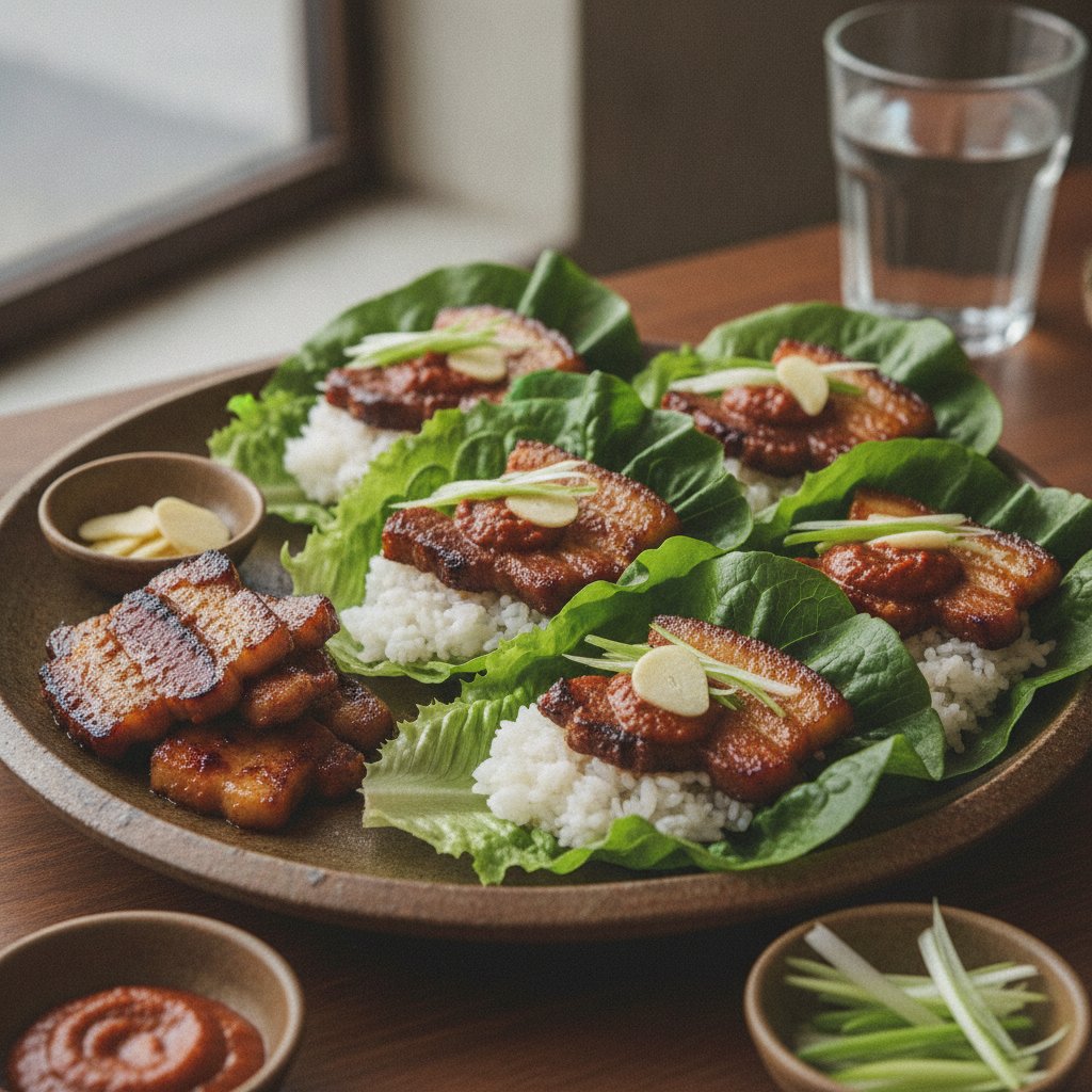 Korean Grilled Pork Belly Wraps