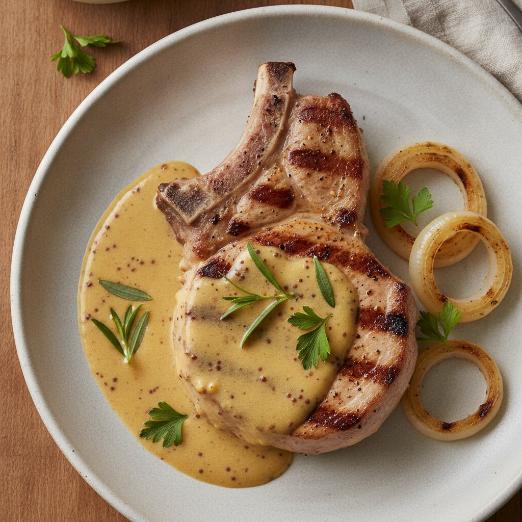 Grilled Pork Chops with Mustard (Low-Chol)