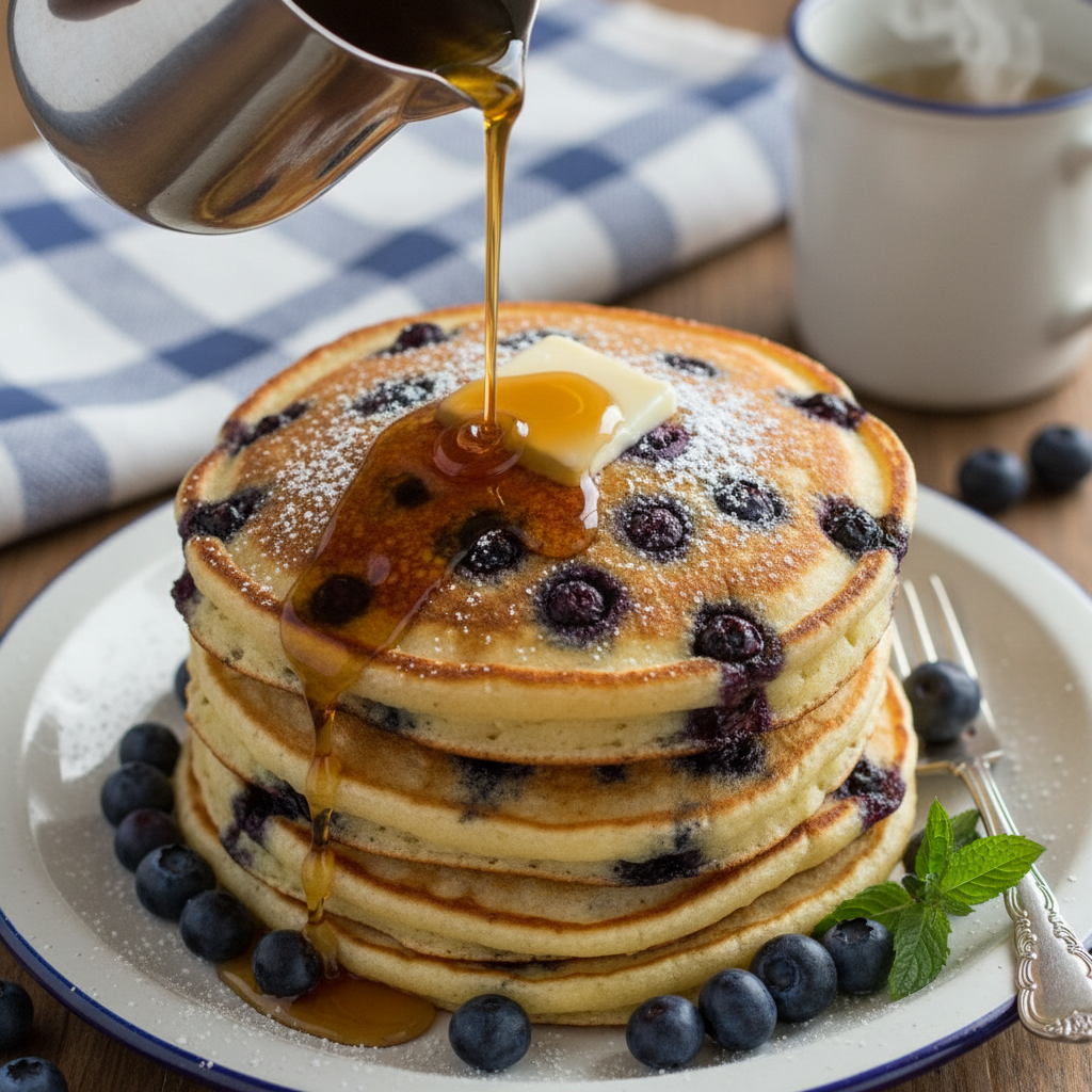 New England Blueberry Pancake Stack Plate