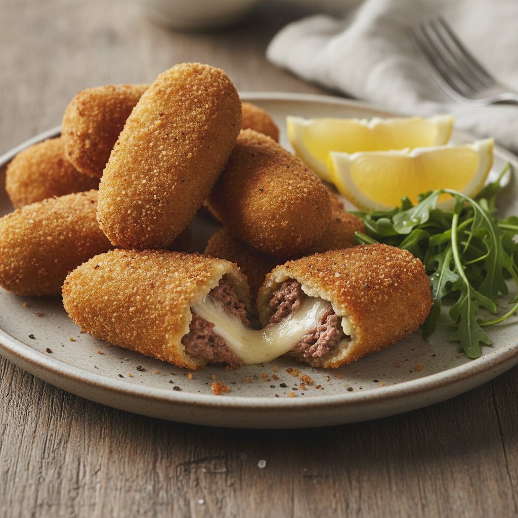 Fried Beef and Cheese Croquettes