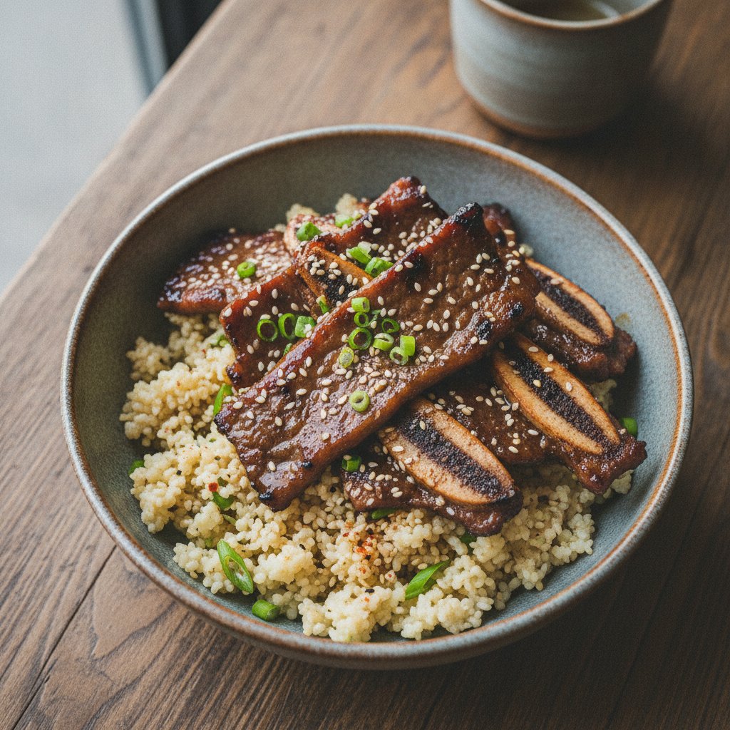 Korean Rice with Grilled Short Ribs (Keto)