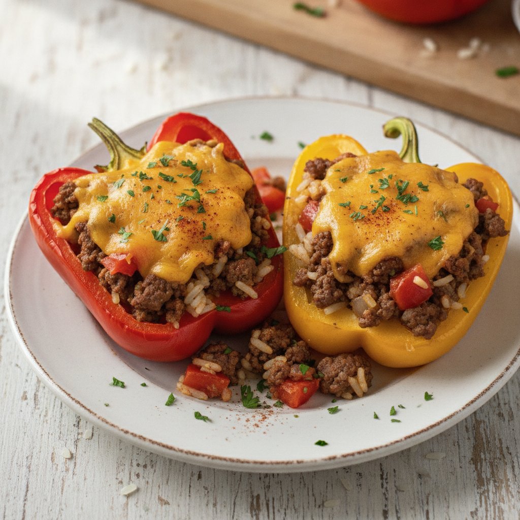 Beef and Rice Stuffed Bell Peppers