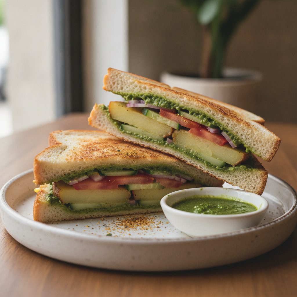 Bombay Grilled Sandwich — Spiced Vegetable & Chutney Toastie