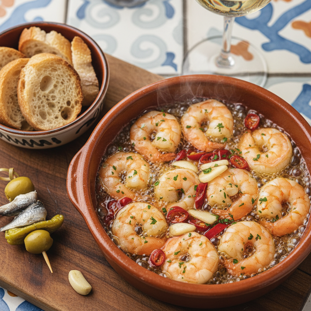 Gambas al Pil Pil with Gilda Skewer