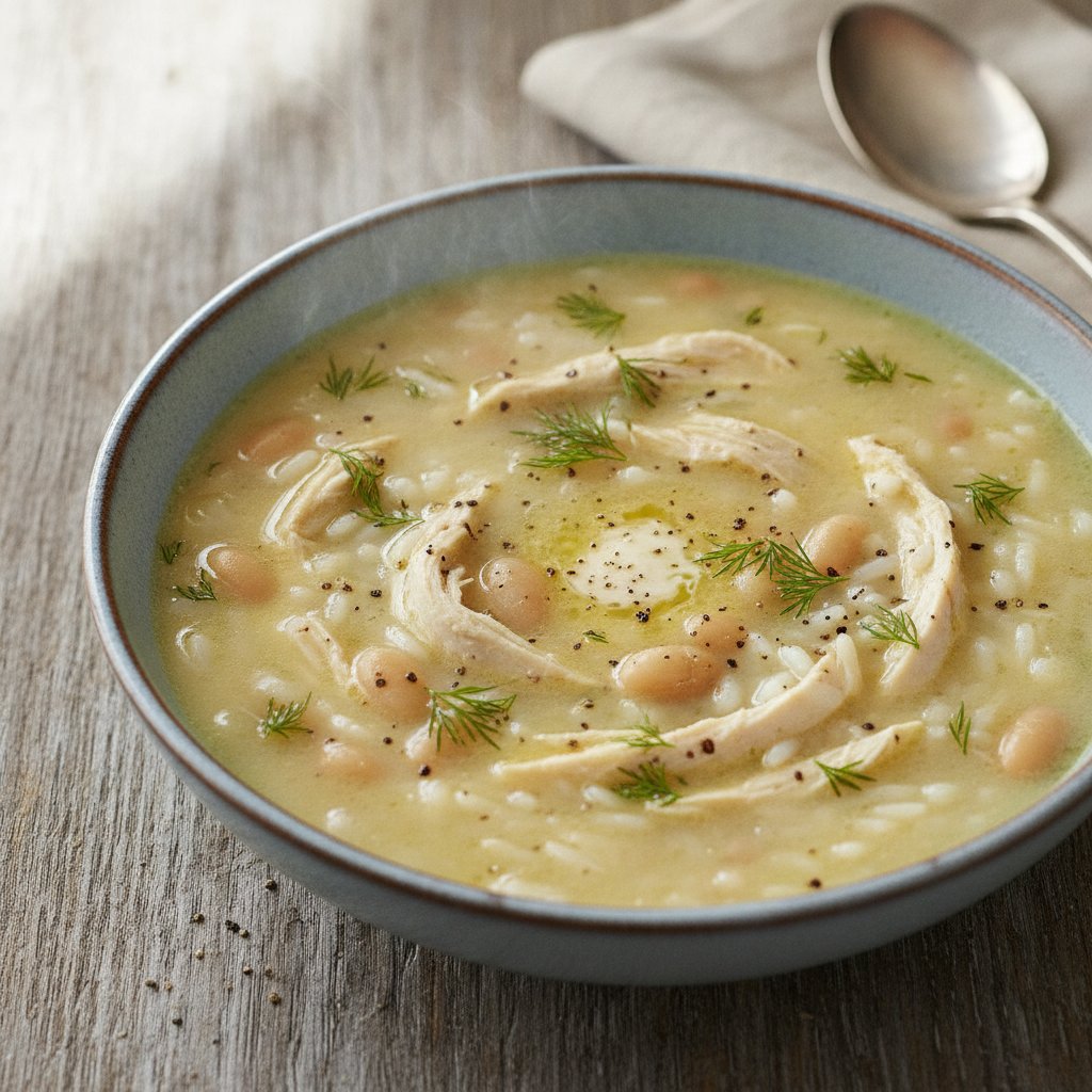 Greek Lemon Chicken Soup with Rice (High-Protein)