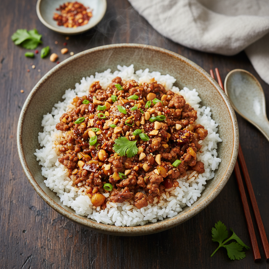 Sichuan Dan Dan Rice Bowl