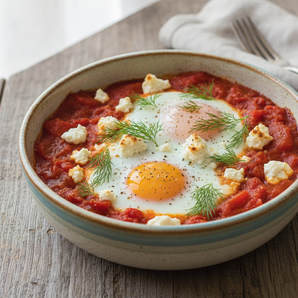 Feta Cheese Baked Eggs (Low-Calorie)