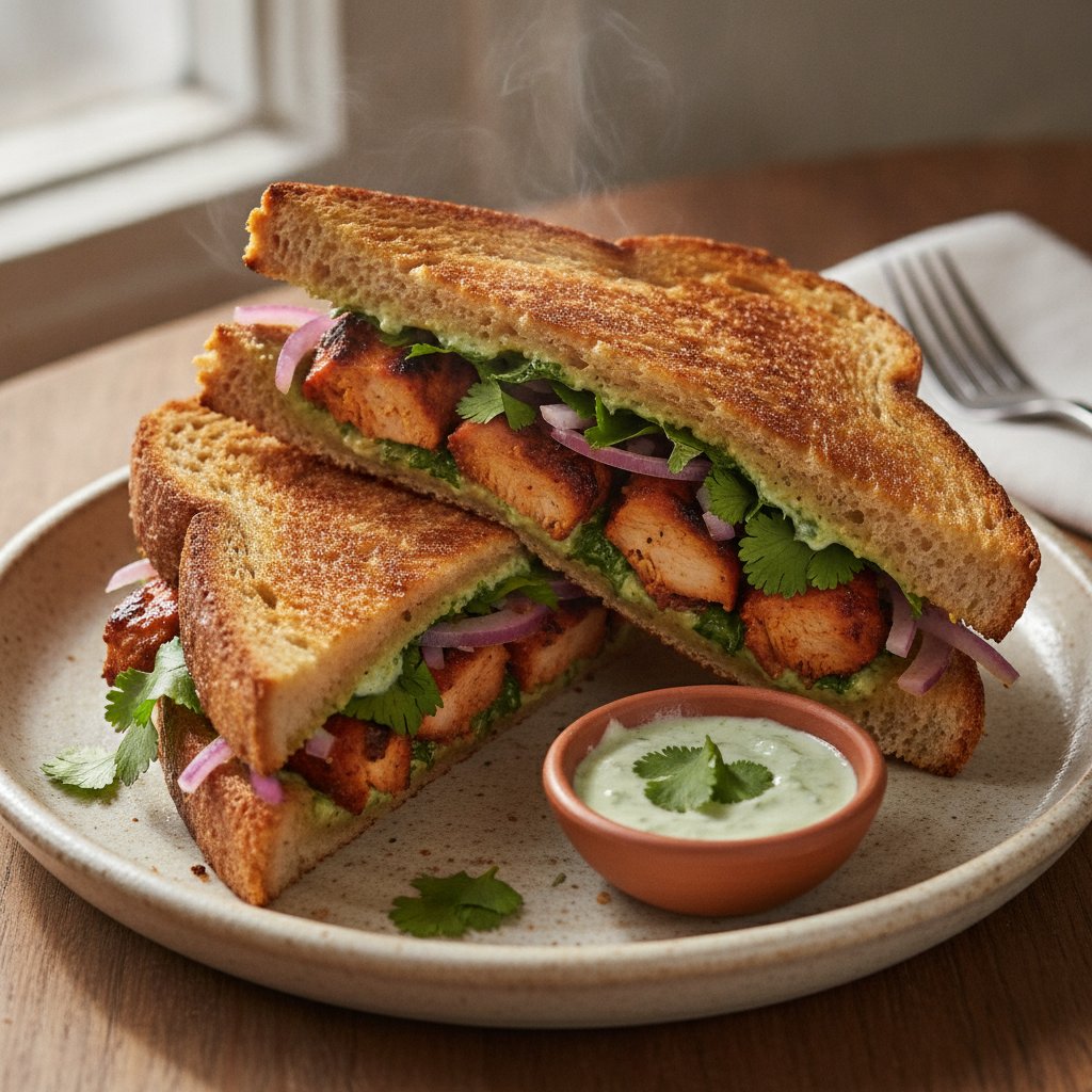 Chicken Tikka Sandwich — Tandoori-Spiced Chicken Toastie