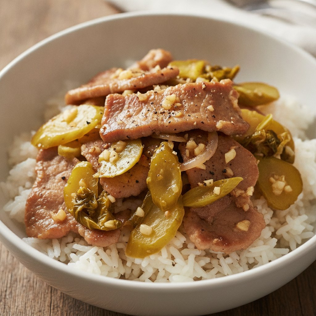Stir Fried Pork With Pickled Mustard Greens