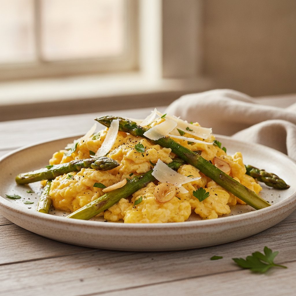 Scrambled Eggs with Asparagus (Keto)