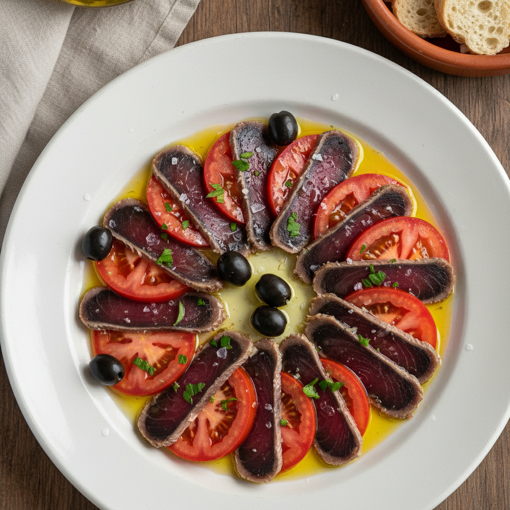 Mojama with Tomato and Olive Oil