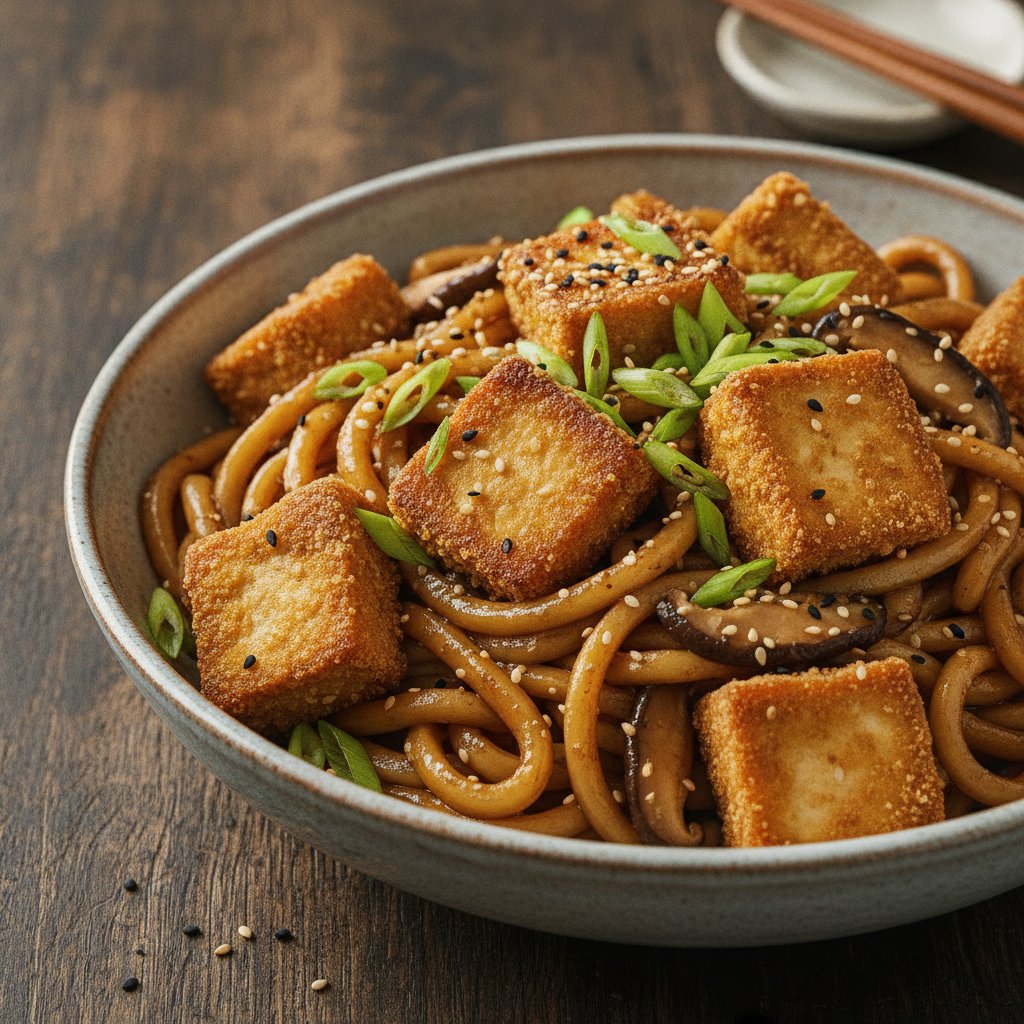 Fried Tofu Udon Noodles