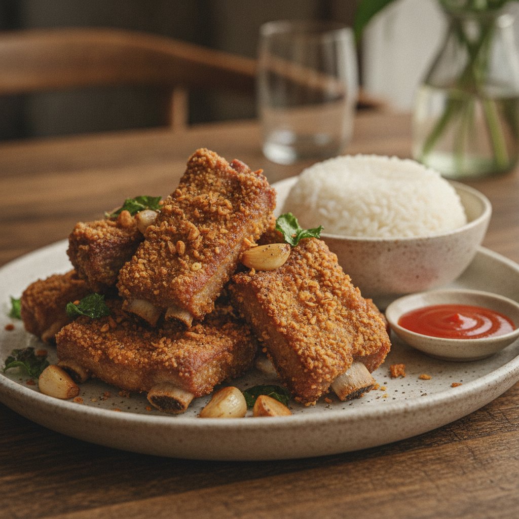 Fried Pork Ribs with Garlic