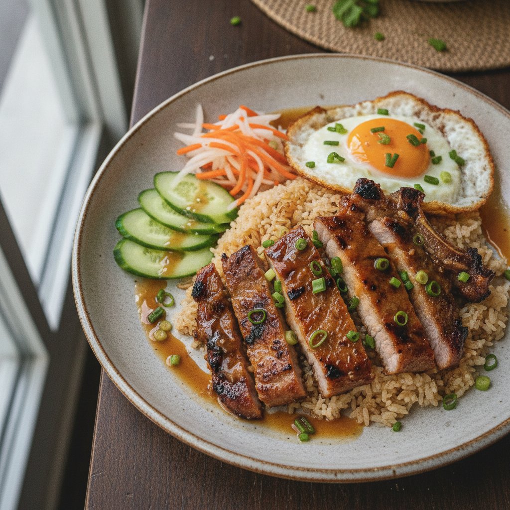 Broken Rice with Grilled Pork Chop