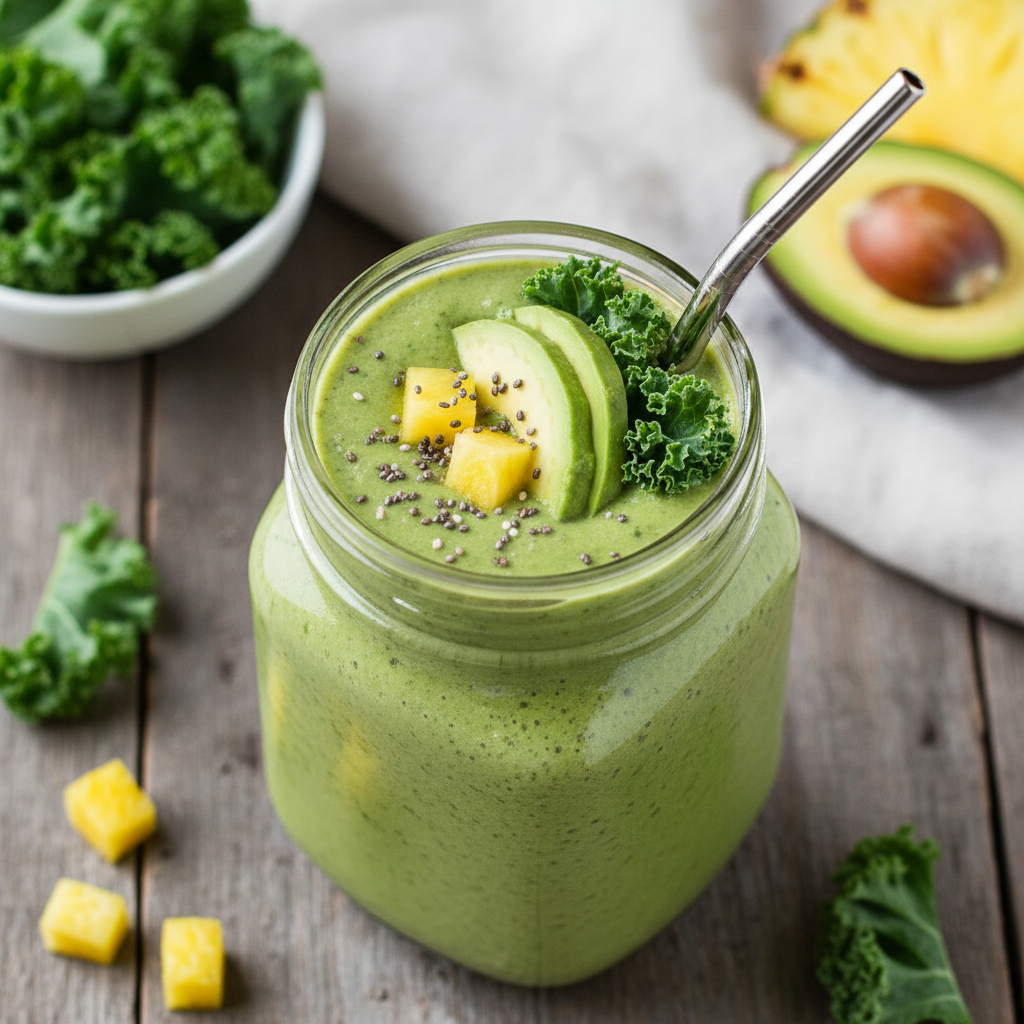 Kale Pineapple Avocado Smoothie