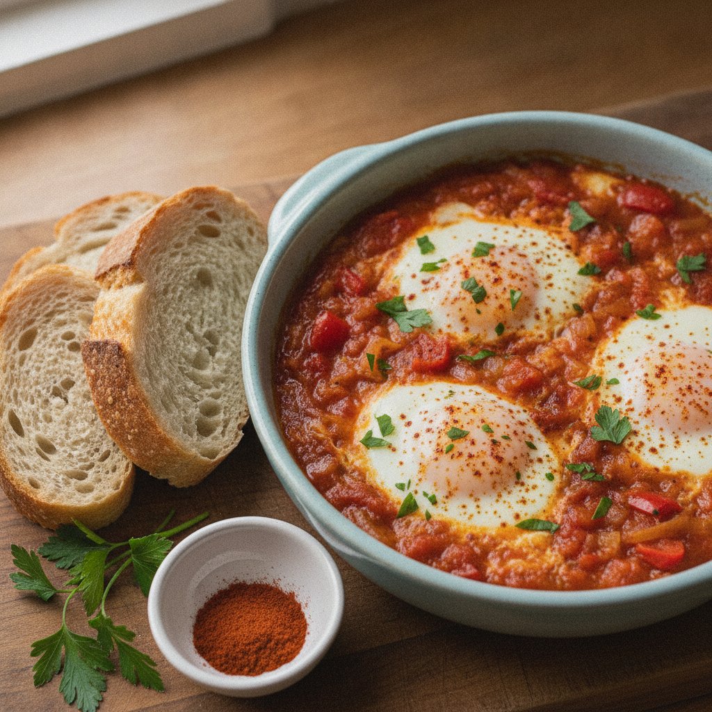 Baked Eggs with Tomato Sauce (Low-Chol)