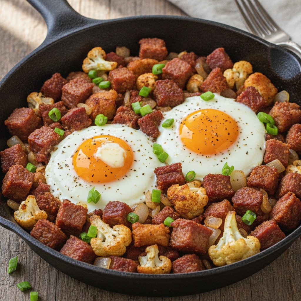 Corned Beef Hash and Eggs (Keto)