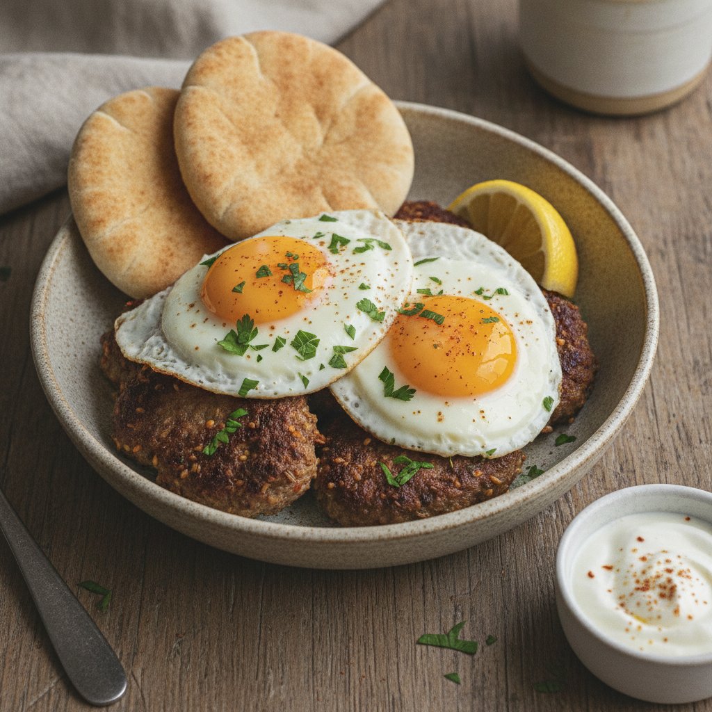 Eggs with Spiced Lamb Sausage