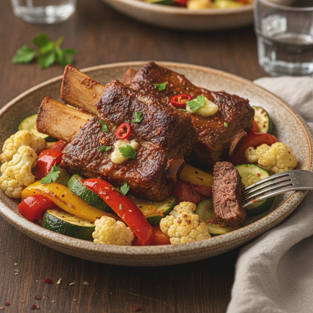 Baked Beef Short Ribs with Vegetables (Keto)
