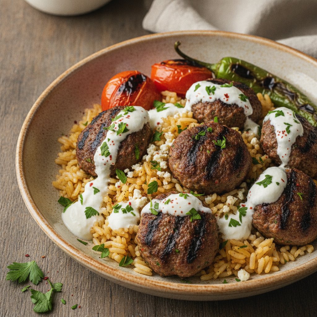 Grilled Meatball Rice Bowl (High-Protein)