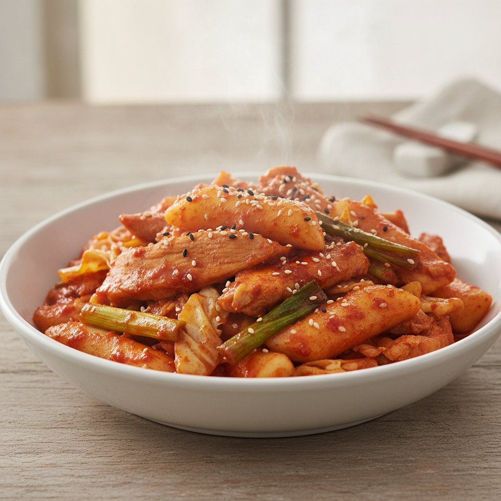 Spicy Stir-Fried Chicken with Rice Cakes (Low-Calorie)