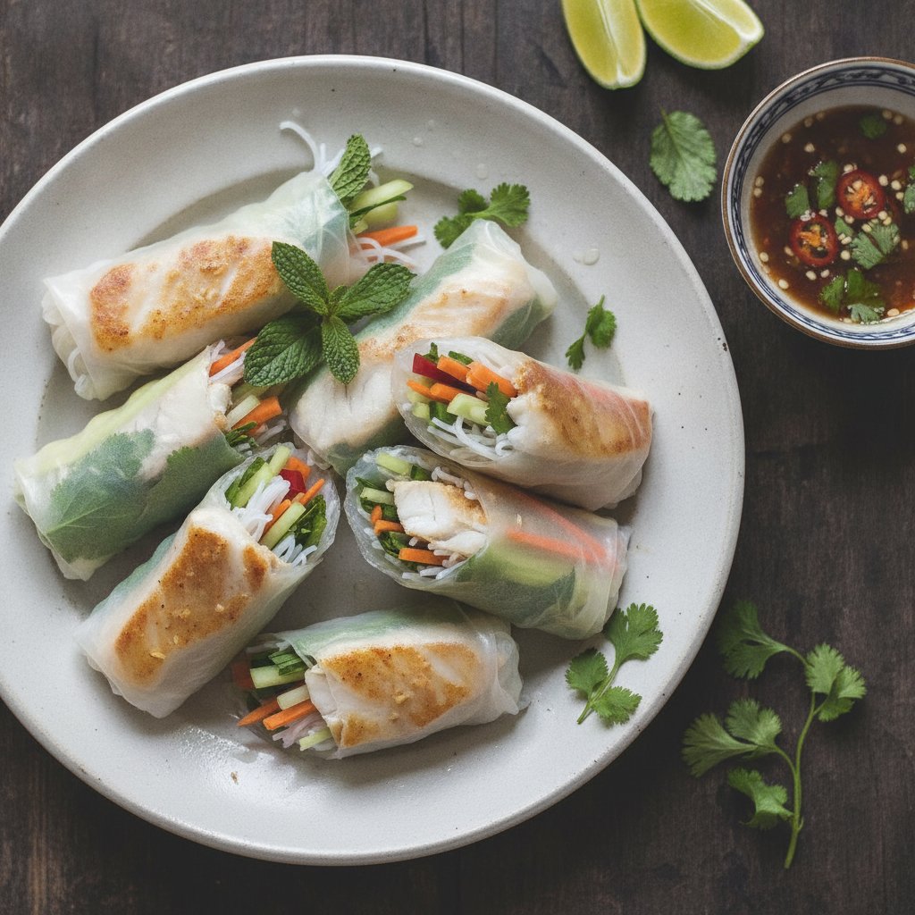 Thai Rice Paper Fish Rolls