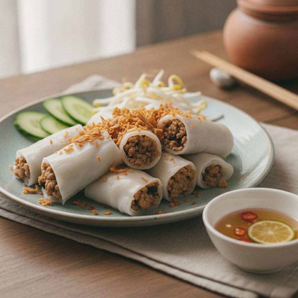 Rolled Rice Noodles with Pork
