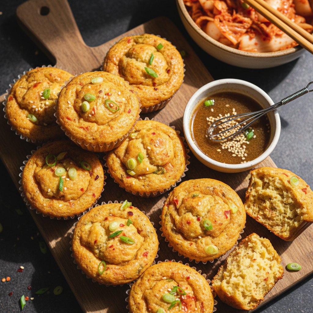 Baked Kimchi Scallion Egg Muffins