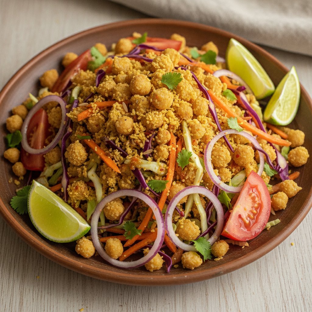 Fried Chickpea Flour Noodle Salad