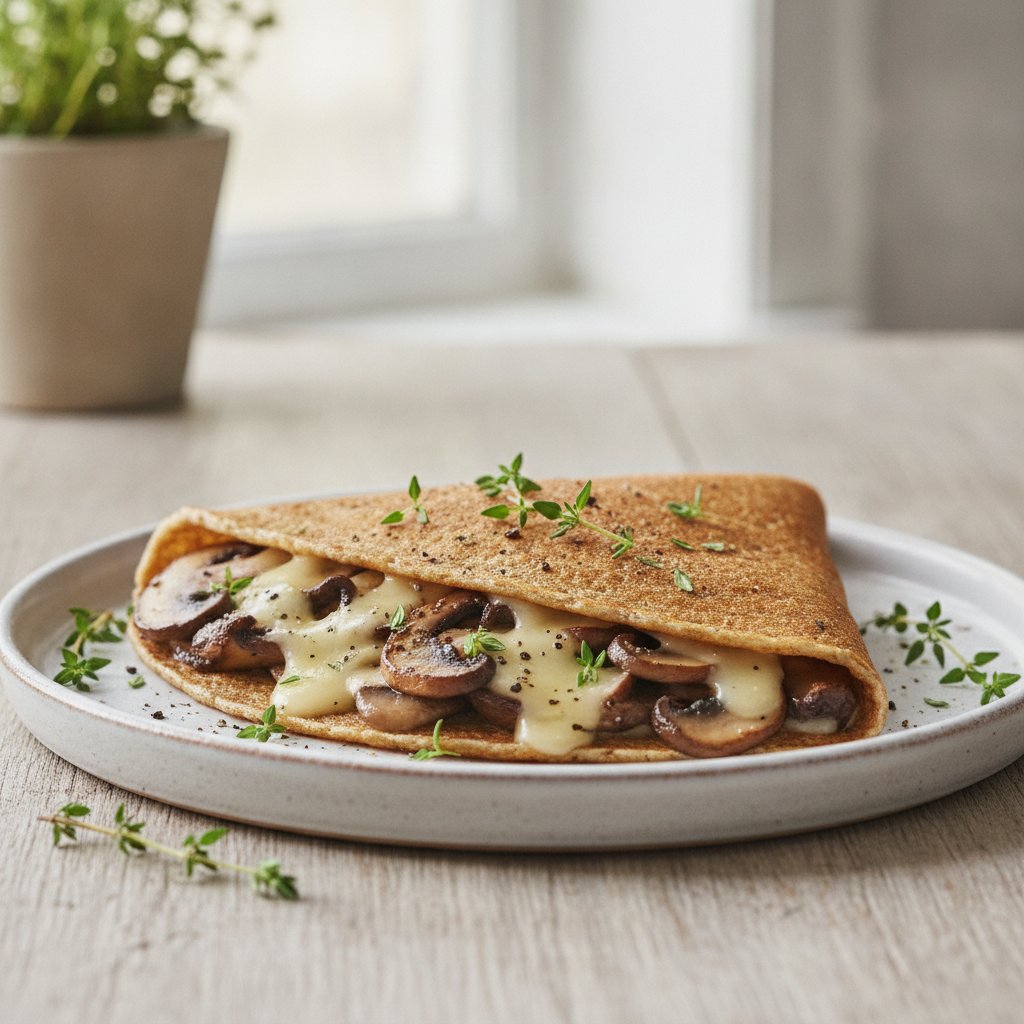 Mushroom and Cheese Crepe Wrap (Gluten-Free)