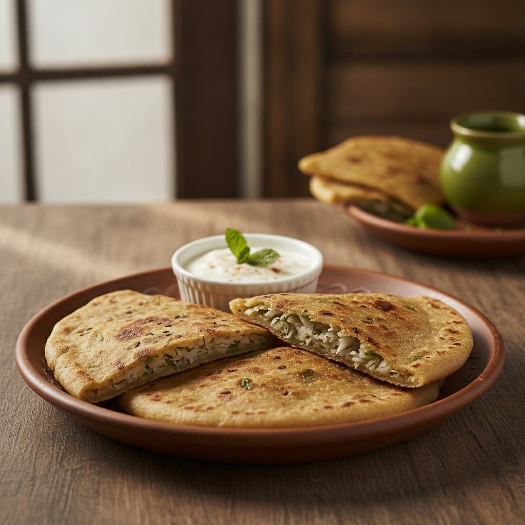 Radish Stuffed Flatbread (Low-Calorie)