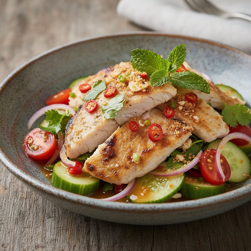 Spicy Grilled Fish Salad