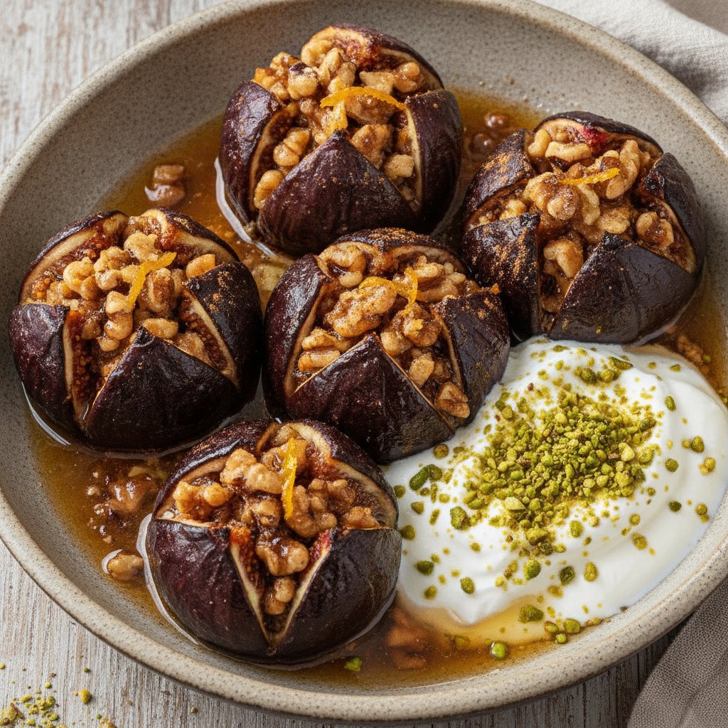Walnut Stuffed Baked Figs