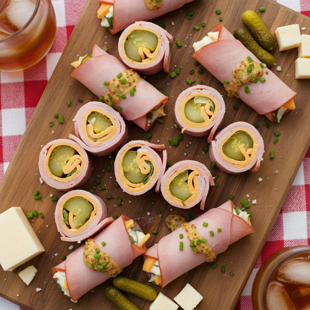 Ham Cheese and Pickle Roll-Ups