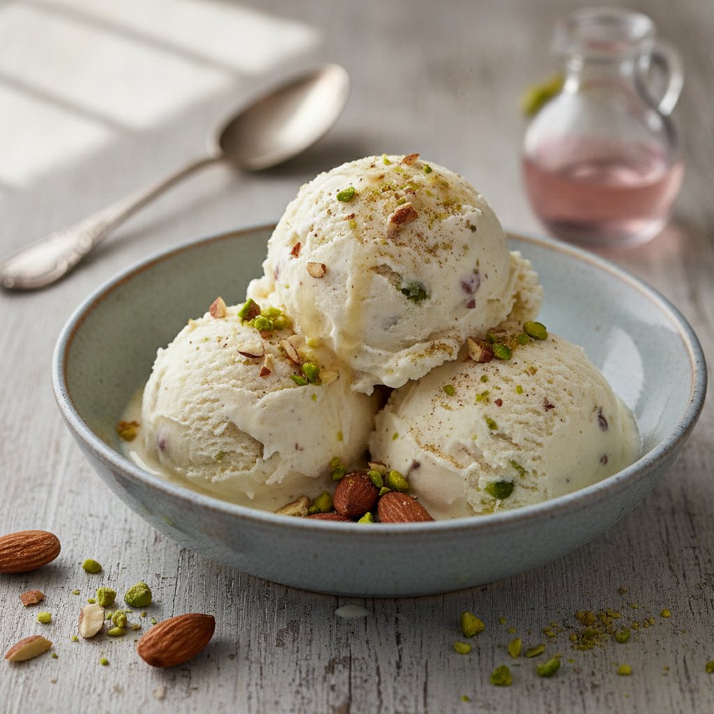 Rosewater Almond Ice Cream