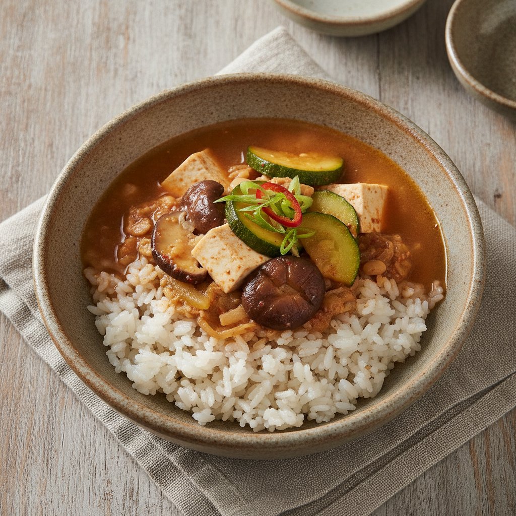 Korean Rice with Fermented Bean Stew (Low-Calorie)