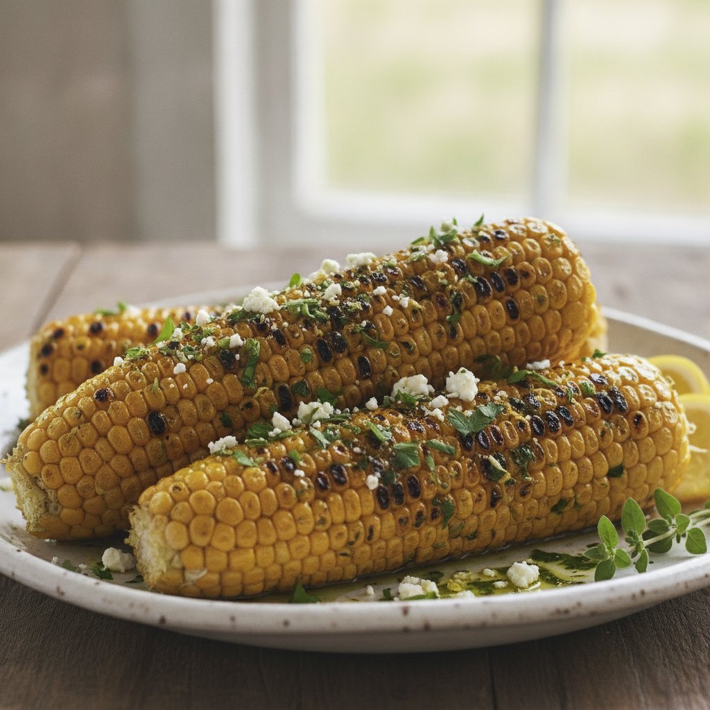 Grilled Corn With Herb Oil